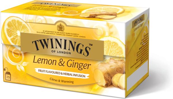 Twinings Lemon & Ginger Tee, 25 Teebeutel (37,5 g)