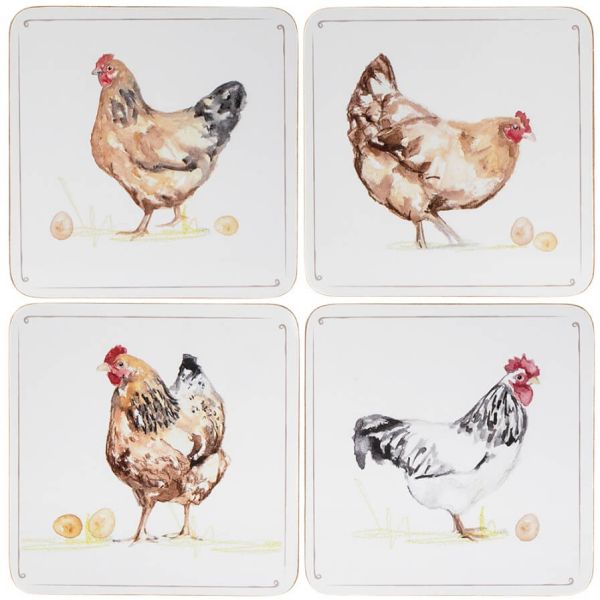 Untersetzer Chickens – Hühner, 4er-Set