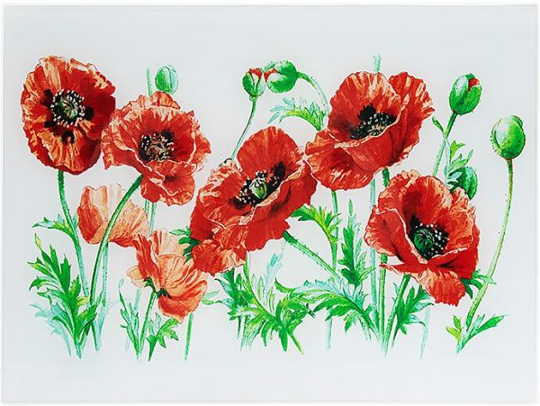 Arbeitsflächenschutz und Schneidebrett Mohn, Glas