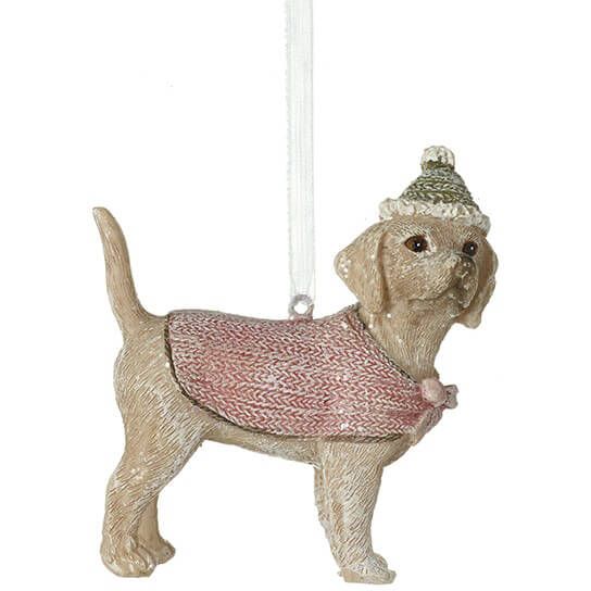 Weihnachtsanhänger Christmas Jumper Dog (Green Poodle Cap)